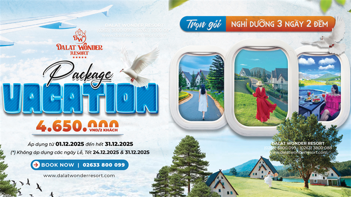 CƠ HỘI CUỐI NĂM: Sống Chậm 3N2Đ Giữa Mùa Hoa Đà Lạt Với COMBO VACATION PACKAGE Độc Quyền